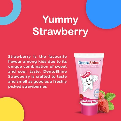 Image of DentoShine Gel Toothpaste for Kids | Pack of 3 (3, Strawberry) | IDA Accepted
