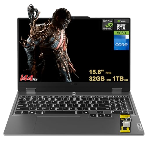 Image of Lenovo LOQ Gaming Laptop 15.6 inch FHD IPS 144Hz (100% sRGB, G-SYNC) Intel 14-core i7-13650HX 32GB RAM 1TB SSD GeForce RTX 5060 DLSS4 (440 AI Tops) Backlit Nahimic 5MP Privacy Camera Win11 ICP Hub