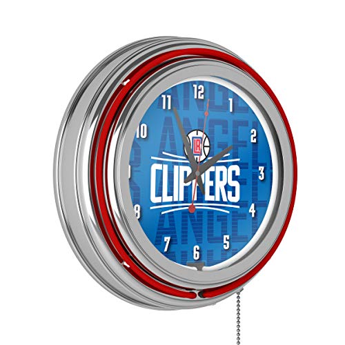 Trademark Gameroom NBA Chrome Double Rung Neon Clock - City - Los Angeles Clippers