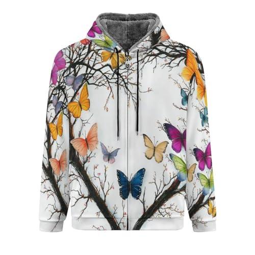 Veste polaire à capuche pour homme avec motif imprimé papillon Branch Love