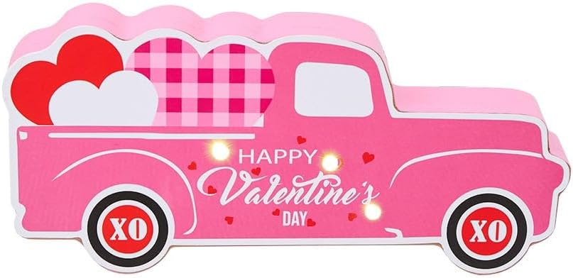 Valentine's or St Patrick's LED Lighted Pink or Green Truck - Happy Valentine's Day