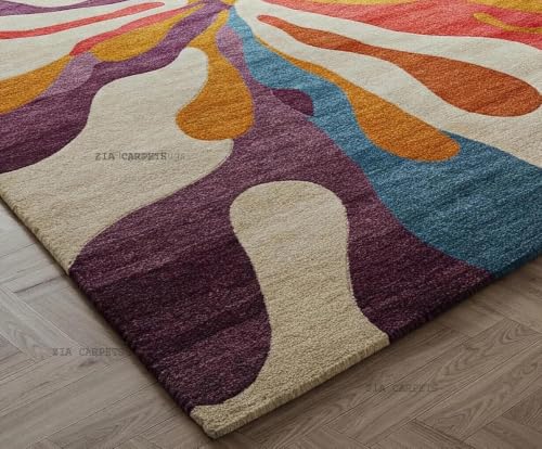 Image of zia carpets Hand Tufted Woollen Modern Collection Bedroom & Living Room Carpet Size 5 X 7 Feet