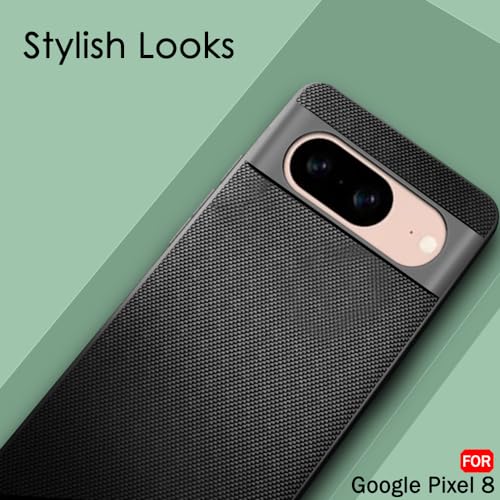 Image of TheGiftKart Back Cover Case for Google Pixel 8 | Slim & Lightweight | Ultra-Premium Design | Camera Protection Bump | Fabric Texture Case Cover (PC & TPU, Black)