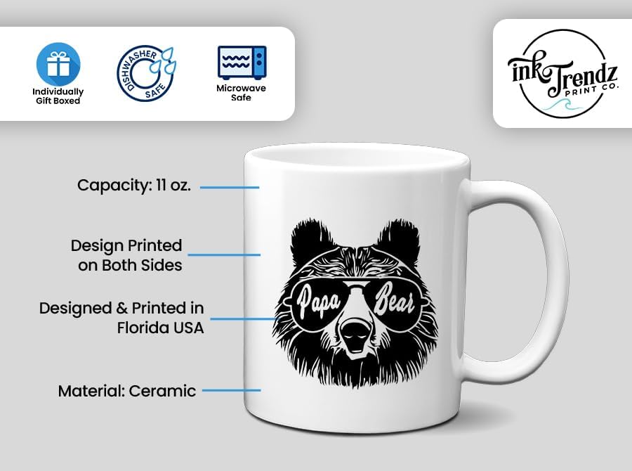 Ink Trendz Papa Bear Coffee Mug Fathers Day Mug for Dad, Dad Coffee Mug Ceramic Coffee Mug for Men Father's Day - Image 6