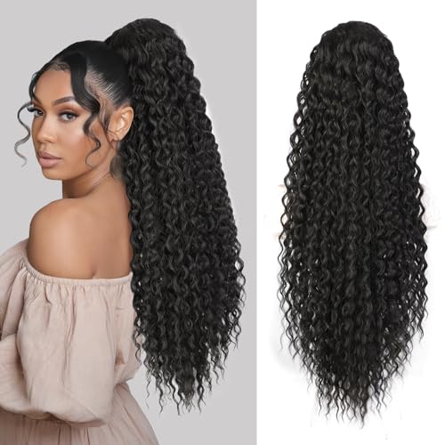 AISI BEAUTY 30 Inch Black Ponytail Extension Long...