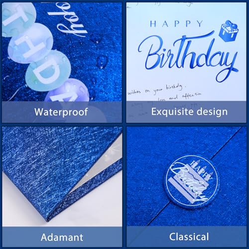 Image of Crenics Blue Birthday Decorations for Women Men, Creative Birthday Guest Sign in Book Alternative, Happy Birthday Signature Book 18 inch x 12 inch, Awesome Birthday Gifts for Girls or Boys