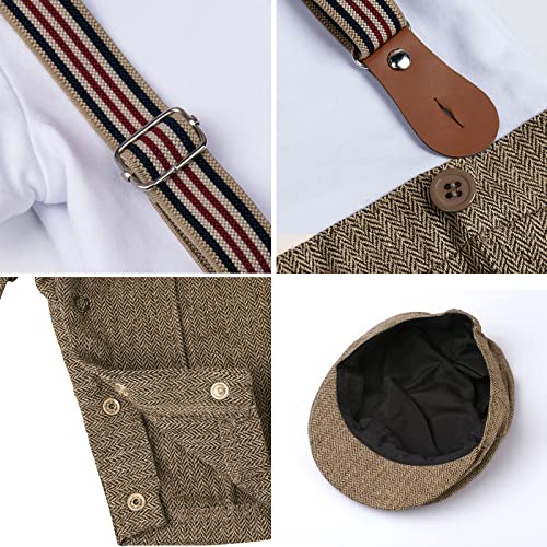 mintgreen Baby Junge Formell Träger Anzug mit Hut, Hellgrau – Bild 5