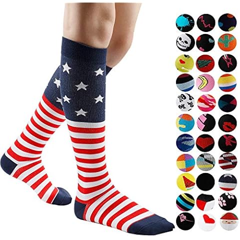 Gnpolo Womens Graduated Compression Socks 15-20 20-30 mmHg Athletic Running Nurse Stockings Cover