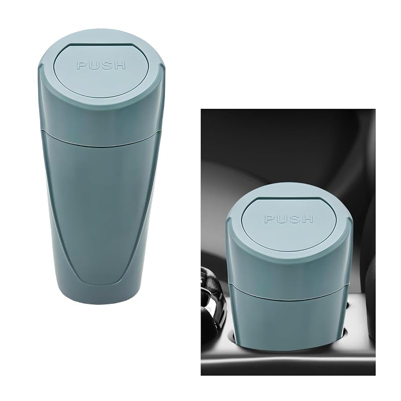 Lixeira automotiva com tampa basculante em ABS para porta-copos, 1,2 L, FSTURIOS, Preto e verde