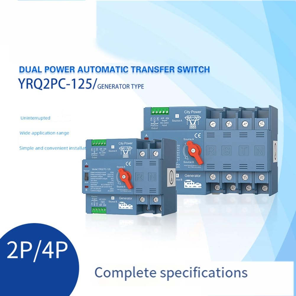ATS-Dwukrotny automatyczny przełącznik dla generatora lub PV - Przełącznik do sieci miejskiej, Generator 125A 4P