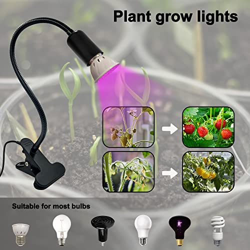 Grow Light 360°Gooseneck Lamps For Indoor Plants, Flexible Sunlike Growing Heating Lamp, Clip Clamp Lamp Holder For Hydroponics Succulent Small Plants, On/Off ( No Bulb ) #TOP5