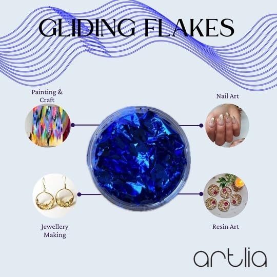 Artlia Gliding Flakes for Resin Art | Nail Designs | Card Making, and Other Decorative Crafting Projects and Resin Frame Design (Blue) 1