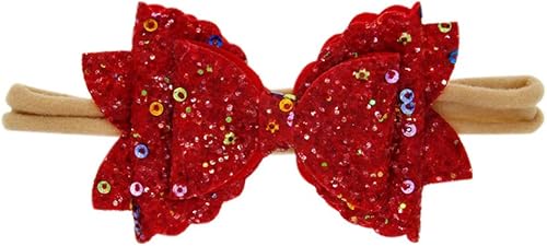 Diademas para niñas con lazo elástico para niñas con lentejuelas para el cabello lindo lazo para el cuidado del bebé E talla única