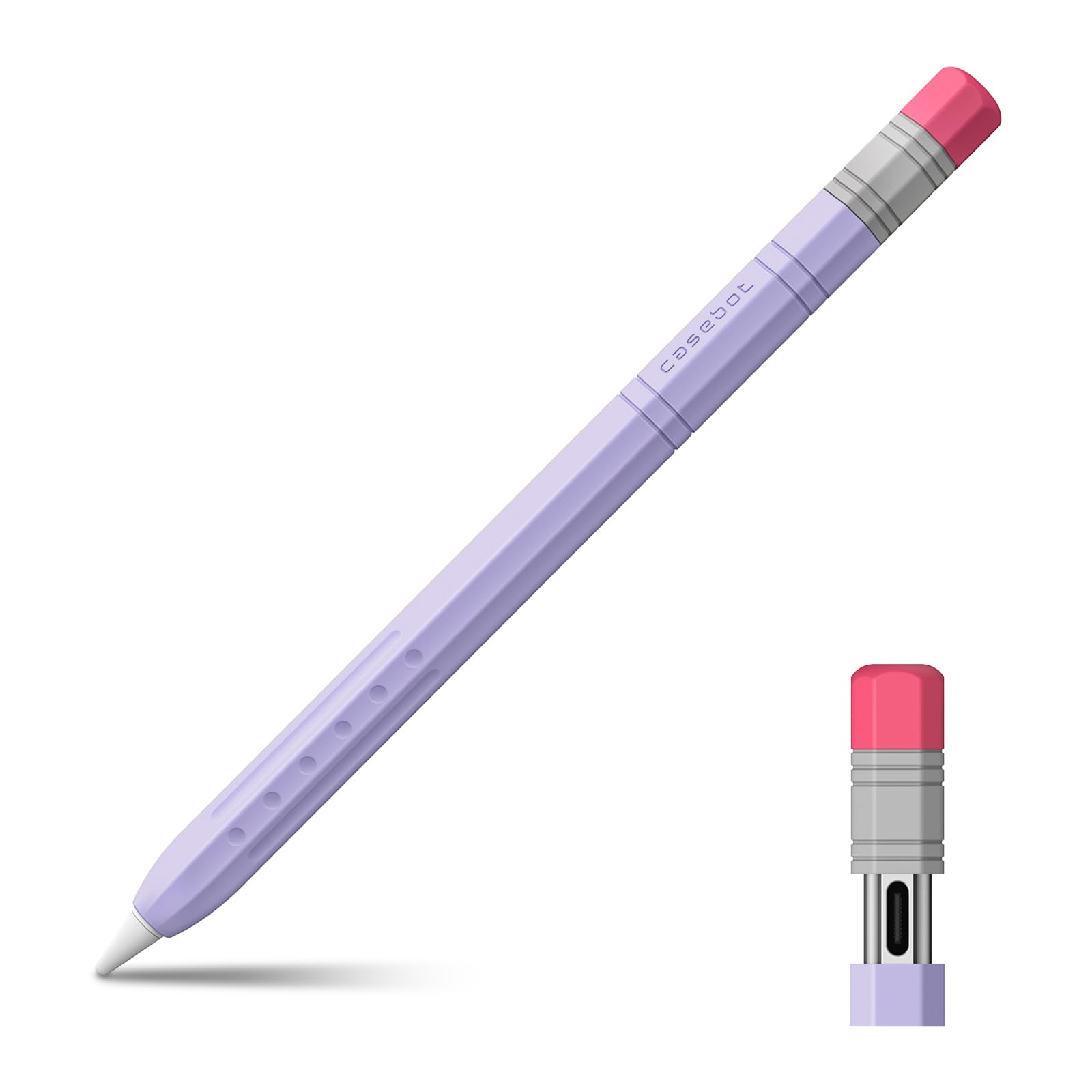 Fintie Silicone Sleeve for Apple Pencil (USB-C), Light Pen Skin Case Cover Soft Protective Anti-Slip Pencil Grip Holder, Supports Magnetic Attachment, Lilac Purple-image-17