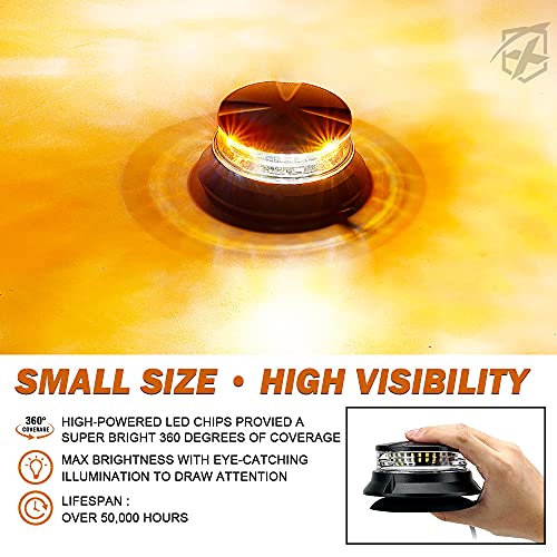 Image of Xprite LED Visibility Beacon Light, 4.5 Inch Super Bright Forklift Roadside Caution Lights with Magnetic Base, 12-24V for Construction Truck, Utility Vehicle, Tractor, Golf Carts-White Amber
