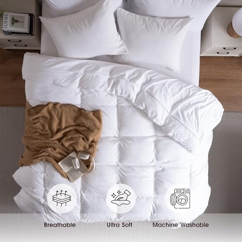 Image of Soft Washed White Duvet Cover Set King Size, 2 Pillow Shams, No Comforter | Prewashed Microfiber, 4 Corner Ties, Button Closure, Ultra Soft, Cotton-Like, All Seasons, King Duvet Cover 104x90 in