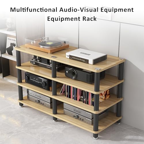 Stojak gramofonowy z winylowym uchwytem na głośnik z połowy wieku drewniane półki narożne szafka komponentowa do odtwarzaczy DVD/puszek kablowych Design Av Media Stand, jasnobiały, 120 x 40 x 5 cm