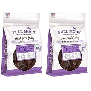Full Moon Natural Cut Pork Jerky Healthy All Natural Dog Treats Human Grade Grain Free 10 oz (Pack of 2)