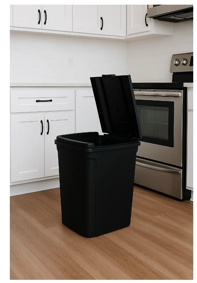 Caneca de basura de cocina con tapa negra 7.6 gal miniatura 2