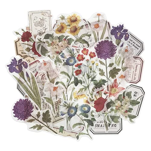 Zmlsed Vintage Flower Label Stickers, 40Pcs Decorative Retro Decals Adhesive Aesthetic Trendy For Scrapbook Laptop Album Envelopes Planner Embellishment Bottle #TOP3