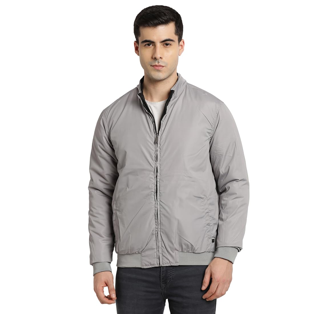 Buy Turtle Men Polyster Solid Regular Fit Full Sleeve Grey & Black