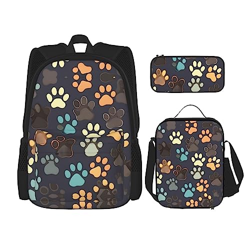 Sac à dos d'école OdDdot ensemble 3 pièces avec sac repas poisson rouge