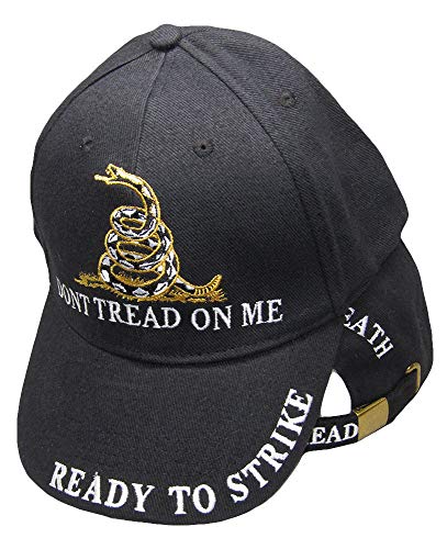 MWS Liberty or Death Gadsden Don't Tread on Me Ready to Strike Black Ball Hat Cap Beautiful Vibrant Colors with Adjustable Strap Unisex