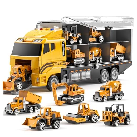 TEMI Toddler Toys for 3 4 5 6 Years Old Boys, Die-cast Construction Toys Car Carrier Vehicle Toy Set w/Play Mat, Kids Toys Truck Alloy Metal Car Toys Set for Age 3-9 Toddlers Kids Boys & Girls