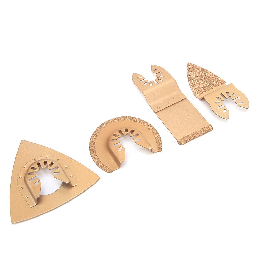 Lot de 4 Lames de Scie en Carbure pour Outils d'Oscillation Multifonction - Compatible avec Systèmes Multifonctions Populaires - Accessoire de Coupe Précise pour Travaux de Bricolage et Industrie