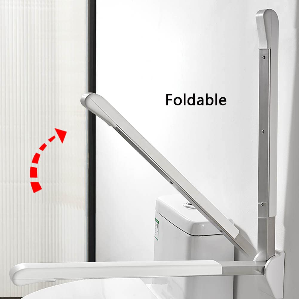 asidero de ducha, Barra de Apoyo for Inodoro Plegable Barra de Apoyo for Inodoro de Acero Inoxidable 304 con Superficie de PP Pasamanos de Seguridad de 70 cm Reposabrazos Antideslizante Barra de Apoyo