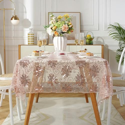 Nappe de Table à Paillettes Or pour Décoration de Noël et Fêtes - 5
