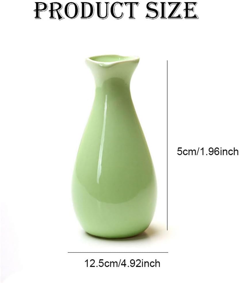 Small Ceramic Bud Vase Flower Single Stem Vase Mini Decorative Floral Holder Home Decorative Floral Centerpiece for Home Decor Centerpiece Wedding Party Table Vase (Green) - Image 2