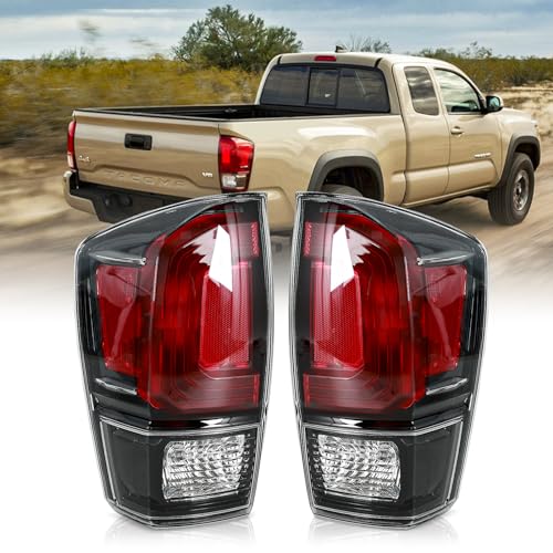 BLACKHORSE-RACING Left Driver Side + Right Passenger Side Rear Tail Light Housing, Compatible with Toyota Tacoma 2016 2017 2018 2019 2020, Replace 8156004200 8155004200, Clear Lens & Black Shell by BLACKHORSE-RACING - Used condition - CA$48.63