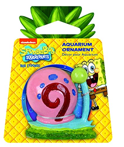 Penn-Plax Ornamento de aquário oficialmente licenciado Bob Esponja Calça Quadrada – Gary (tamanho mini/pequeno) – Perfeito para tanques de água doce e salgada