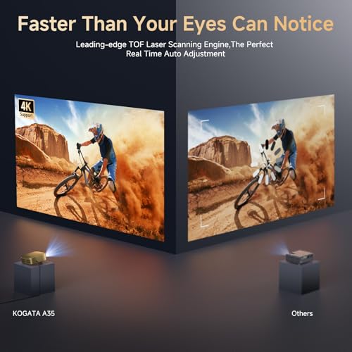 Image of TOF Auto Focus 6D Keystone Projector, Short Throw Smart Projector with Built in Apps 800ANSI Outdoor Movie Projector Gold