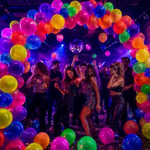 Image of 100 Pcs UV Neon Orange Balloons 12 inch Neon Party Supplies, Balloons, Glow in the Dark for Birthday, Graduation, Baby Shower,Wedding, Anniversary Valentines Party Decorations