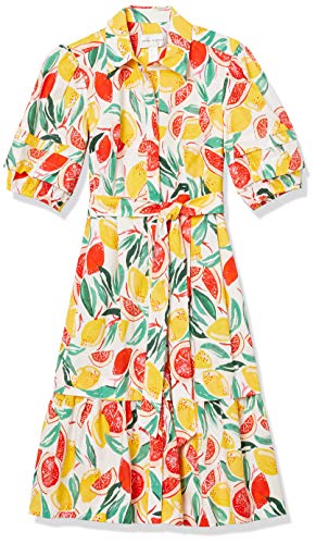 Donna Morgan Women's Short Sleeve Poplin Shirt Dress, White