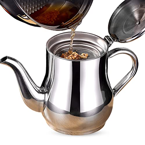 Olla de filtro de aceite de acero inoxidable, olla de almacenamiento de aceite de acero inoxidable con filtro, dispensador de aceite con colador extraíble, tetera, hervidor de aceite, utensilios de
