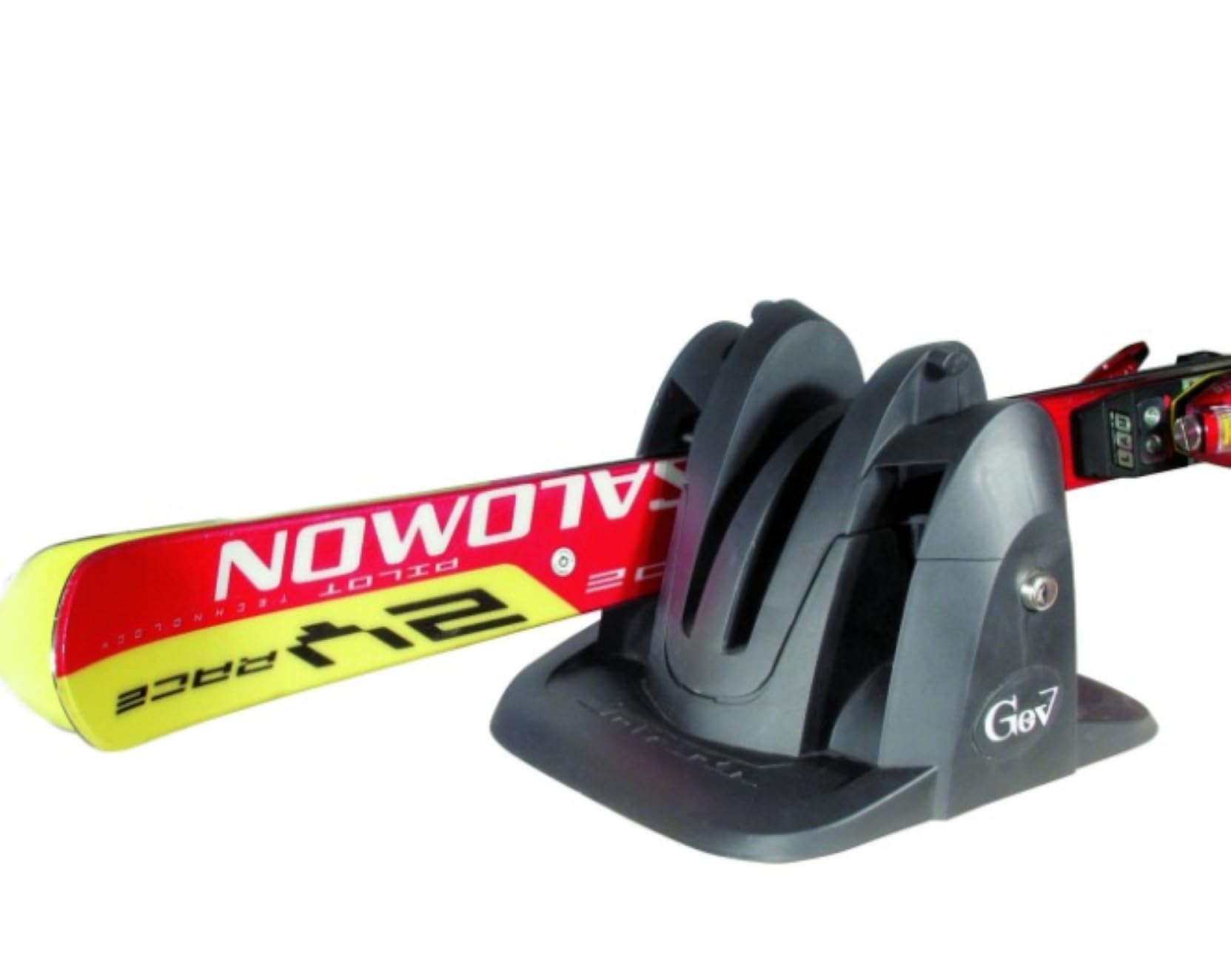 GEV Portasci Magnetico Shark – Piastre 24x30 cm per 2 Paia di Sci o 2 Snowboard, Antifurto con Chiave, Omologato TÜV SÜD, City Crash Test, Made in Italy