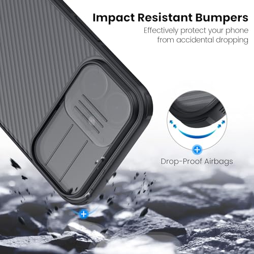 Image of Nillkin for iPhone 17 Case with Slide Camera Cover, Thin Slim Fit, Shockproof Protective, Protector Privacy, Phone Case iPhone 17 Camera Lens Protector 6.3 inch, Transparent Black