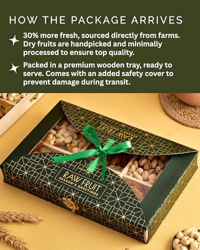 Image of HyperFoods Rakhi Gift Box Wooden Gifting Box Pack of 6 Dry Fruits Gift Pack