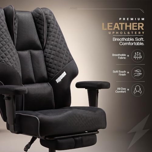 Image of DROGO Majestic Ergonomic Office Chair for Work & Home 400LBS | Big and Tall Boss Chair for Office with High Cushion, Lumbar Support, Padded Armrest, 135 Recline & Footrest,1 Yr Warranty (Black)