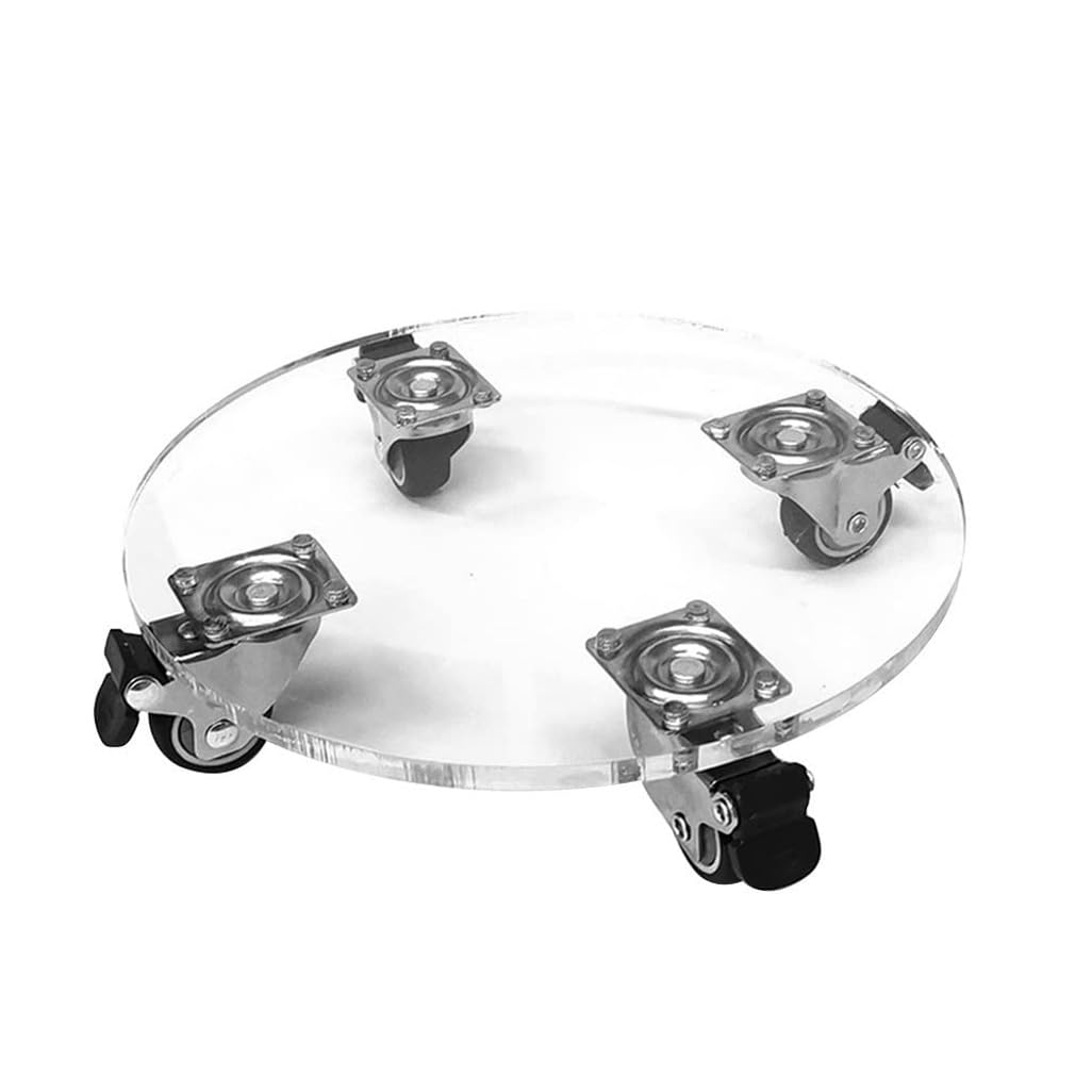 DFGHNBVC Clear Acrylic Rolling Plant Stand Caddy With Wheels, Heavy Duty Acrylic Planter Caddy Trolley On Lockable Casters, Transparent Flower Pot Roller Base For Indoor Outdoor 16",Round-16