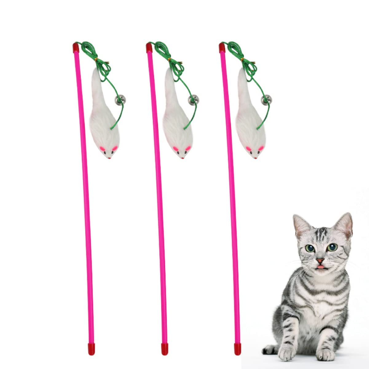 FRCOLOR 15stücke Teiliges Katzen-spielzeugset Mit Plüsch- -stäben Interaktives Katzenspielzeug Zufälligen Farben Für Aktives Training Und Spielvergnügen