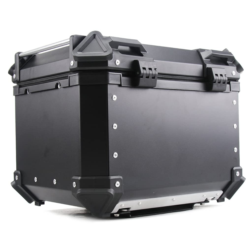 Maletero de aluminio para almacenamiento de equipaje de motocicleta (negro, 45 L)