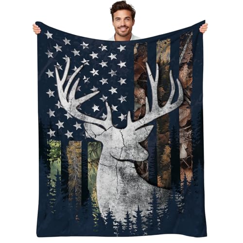 HEIFAM Camo Blanket, Hunting Blanket for Men, Hunting Decor Gifts for 