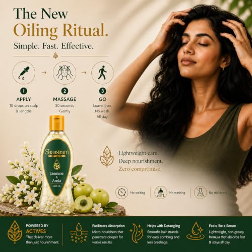 Image of 180ML Jasmine & Amla Herbal Hair Oil (works like a serum) with Neem Comb Combo | Helps Reilieves stress & Provides scalp nourishement | Lightweight, Non-Sticky, Fast Absorbing Oil | For Men & Women