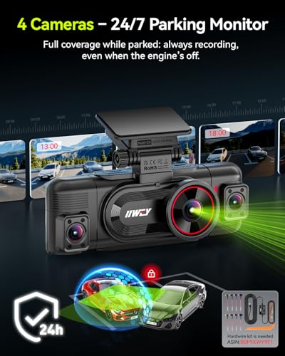 Image of IIWEY N6 PRO 4K STARVIS 2 4-Channel Dash Cam 360 View, Free 128GB Card