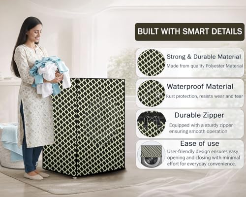 Image of Stylista Washing Machine Cover Compatible for IFB 6.5 Kg Fully-Automatic Front Loading Elena ZX Argyle Pattern Brown