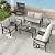 VONZOY Aluminum Patio Conversation Set 6 Pieces Metal Deck Outdoor Furniture 6-Seat All-Weather Rust-Proof Sectional Sofa Set with Removable Cushion for Balcony, Yard, Poolside & Small Spaces